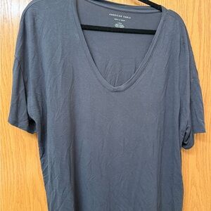 American Eagle Outfitters Charcoal V-Neck Tee